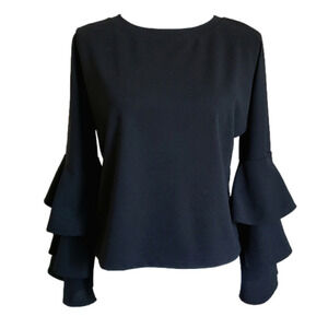 SHEIN BELL SLEEVE BLOUSE SZ M BLACK